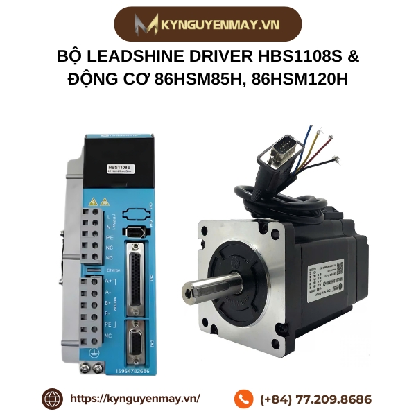 Bộ LEADSHINE driver HBS1108S & động cơ 86HSM85H-E1, 86HSM120H-E1
