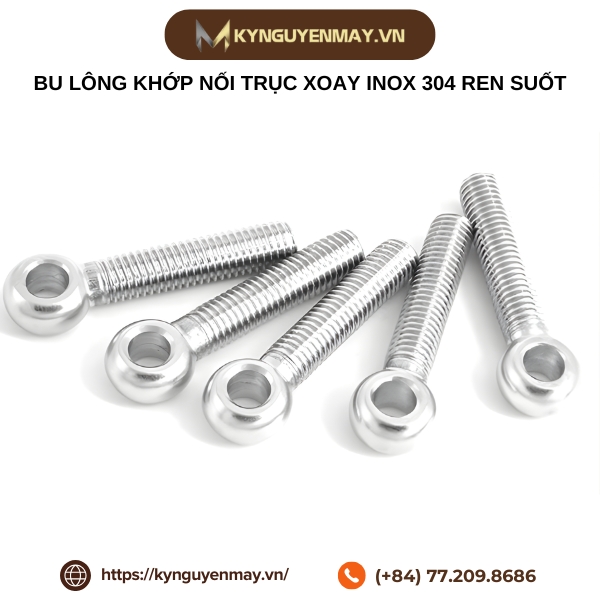 Bu lông khớp nối trục xoay inox 304 ren suốt