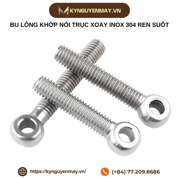 Bu lông khớp nối trục xoay inox 304 ren suốt