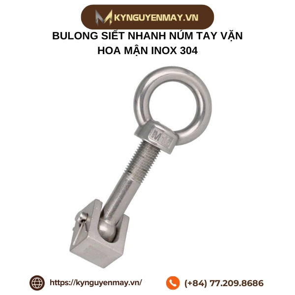 Bulong siết nhanh núm tay vặn hoa mận inox 304 - Móc nâng hoặc núm vặn