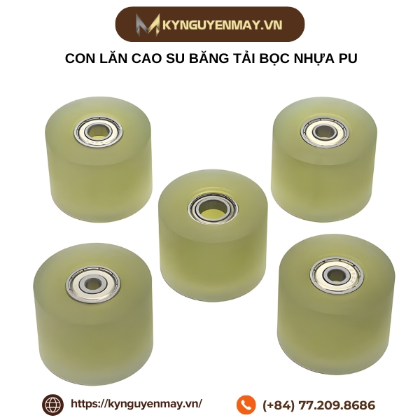 Con lăn cao su băng tải bọc nhựa PU