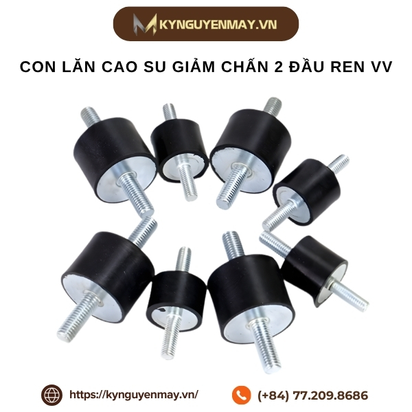 Con lăn cao su giảm chấn 2 đầu ren VV