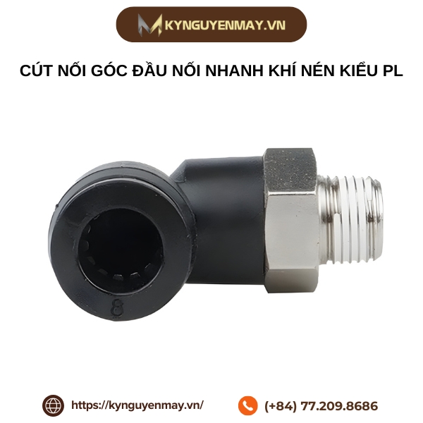 Cút nối góc đầu nối nhanh khí nén kiểu PL4, PL6, PL8, PL10, PL12