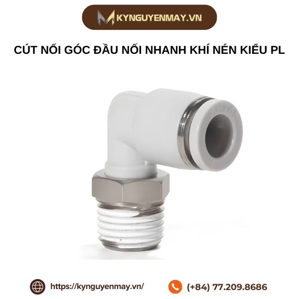 Cút nối góc đầu nối nhanh khí nén kiểu PL4, PL6, PL8, PL10, PL12