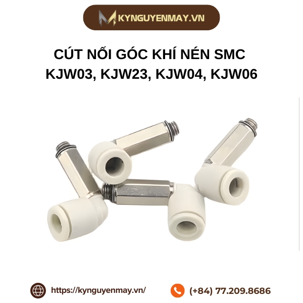 Cút nối góc khí nén SMC KJW03, KJW23, KJW04, KJW06