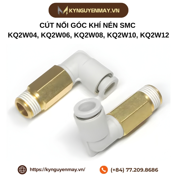 Cút nối góc khí nén SMC KQ2W04, KQ2W06, KQ2W08, KQ2W10, KQ2W12
