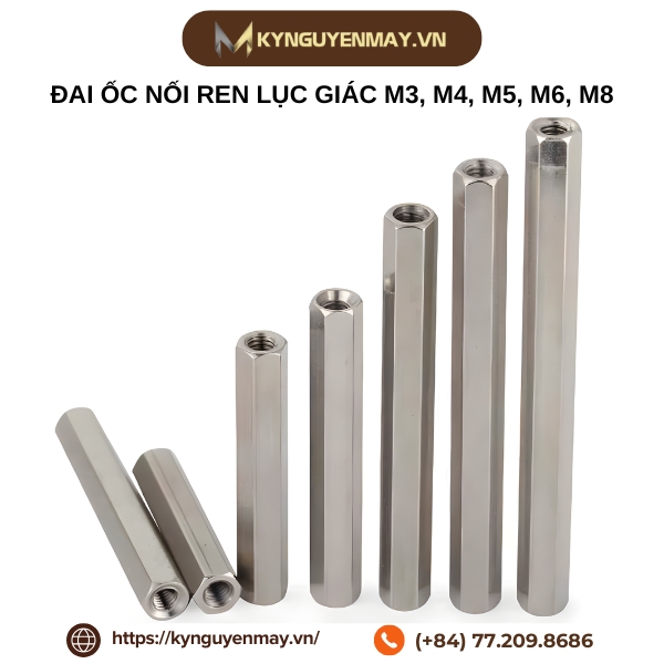 Đai ốc nối ren lục giác M3, M4, M5, M6, M8