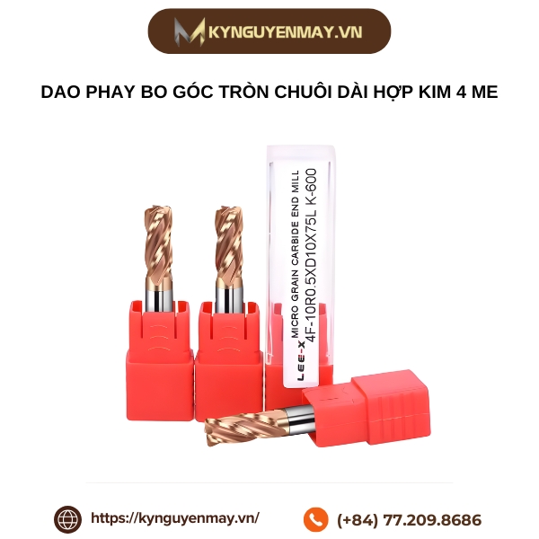 Dao phay bo góc tròn chuôi dài hợp kim 4 me