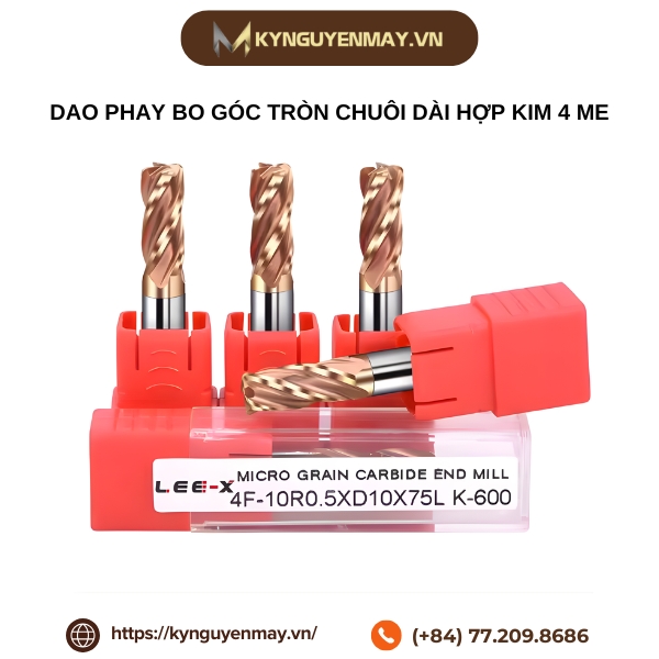 Dao phay bo góc tròn chuôi dài hợp kim 4 me