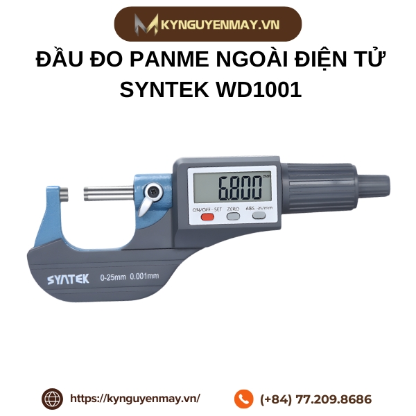 Đầu đo panme ngoài điện tử SYNTEK WD1001 khoảng Đo 0-25, 50, 75, 100mm độ chia 0.001mm