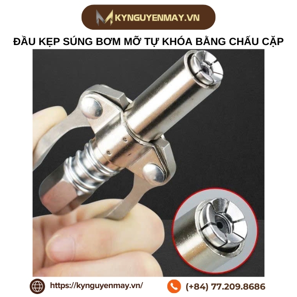 Đầu kẹp súng bơm mỡ tự khóa bằng chấu cặp
