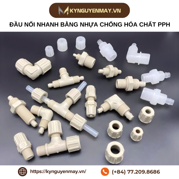 Đầu nối nhanh bằng nhựa chống hóa chất PPH