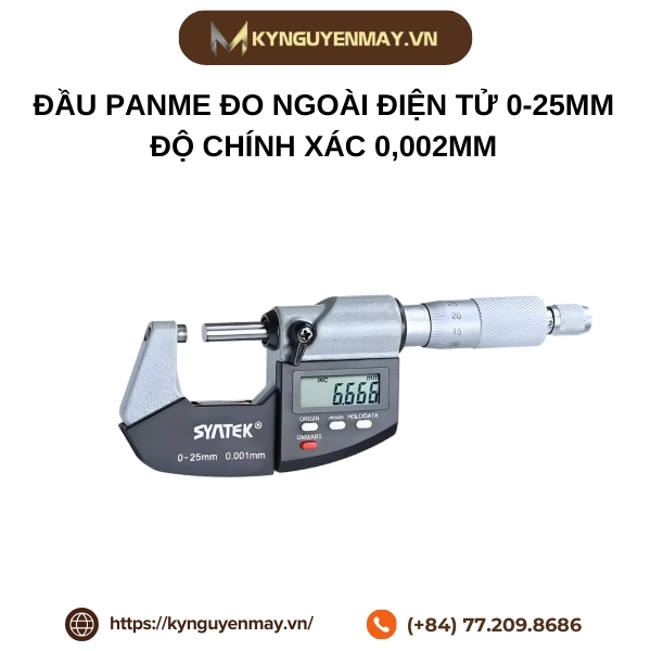Đầu panme đo ngoài điện tử 0-25mm độ chính xác 0,002mm