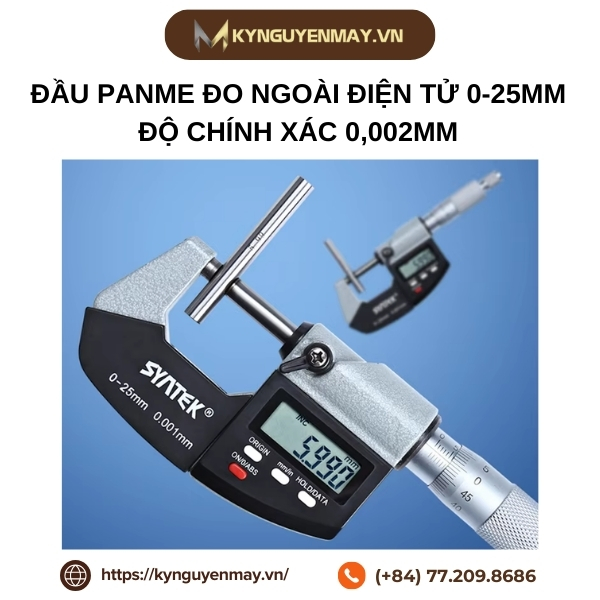Đầu panme đo ngoài điện tử 0-25mm độ chính xác 0,002mm