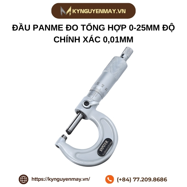Đầu panme đo tổng hợp 0-25mm độ chính xác 0,01mm