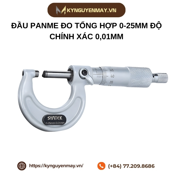 Đầu panme đo tổng hợp 0-25mm độ chính xác 0,01mm