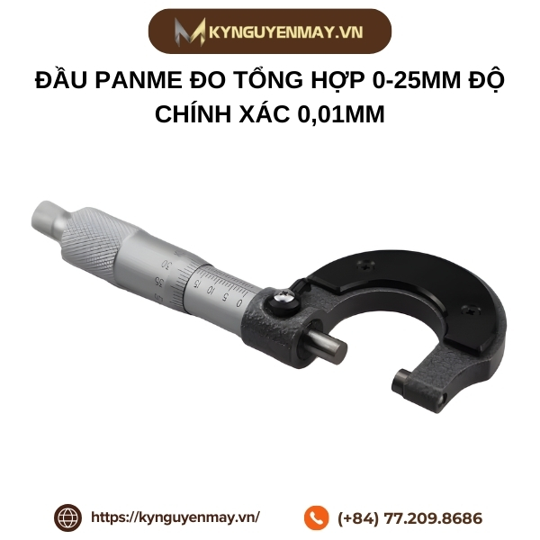 Đầu panme đo tổng hợp 0-25mm độ chính xác 0,01mm