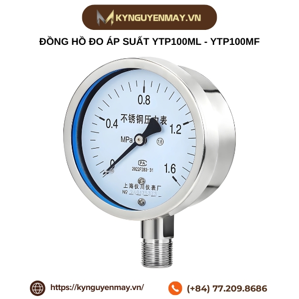 Đồng hồ đo áp suất kiểu mang bằng thép không gỉ YTP100ML-YTP100MF