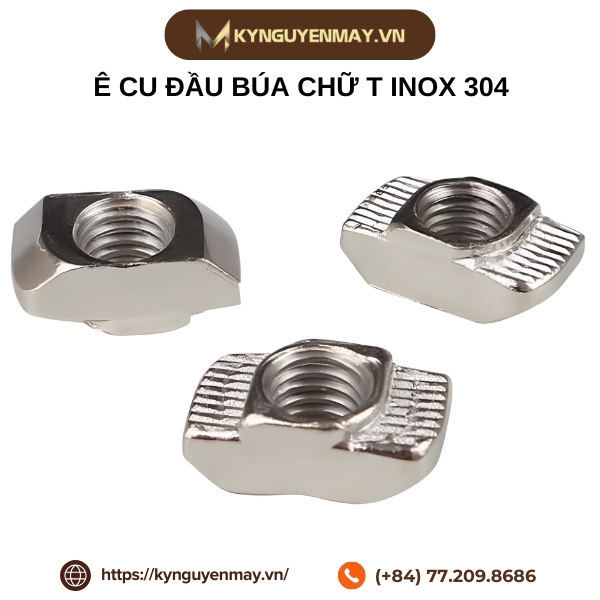 Ê cu đầu búa chữ T inox 304