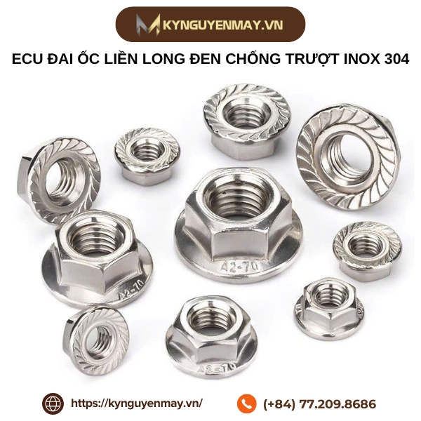 ECU đai ốc liền long đen chống trượt inox 304