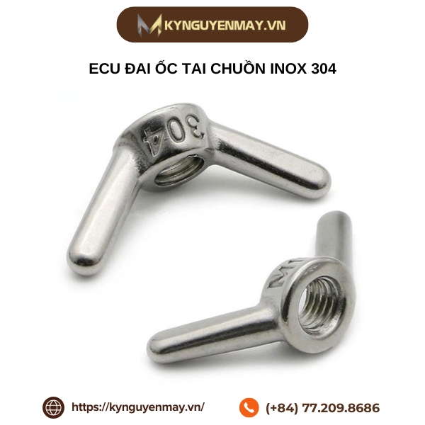 Ecu đai ốc tai chuồn inox 304