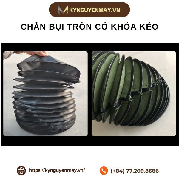 Chắn bụi tròn có khóa kéo