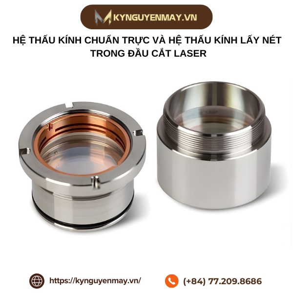 Hệ thấu kính chuẩn trực và hệ thấu kính lấy nét trong đầu cắt laser