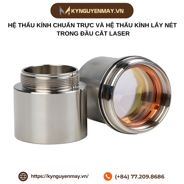 Hệ thấu kính chuẩn trực và hệ thấu kính lấy nét trong đầu cắt laser