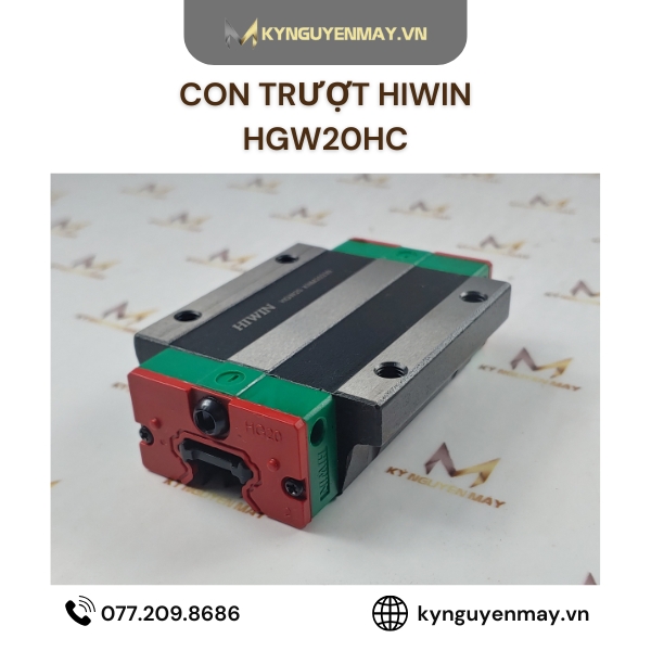 Con trượt HIWIN HGW | HGW20HC, HGW30HC, HGW35HC, HGW45HC, HGW55HC, HGW65HC