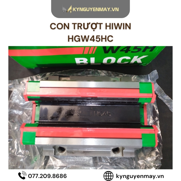 Con trượt HIWIN HGW | HGW20HC, HGW30HC, HGW35HC, HGW45HC, HGW55HC, HGW65HC