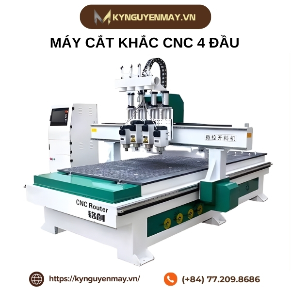 Máy cắt khắc CNC 4 đầu nội thất công nghiệp