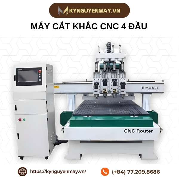 Máy cắt khắc CNC 4 đầu nội thất công nghiệp