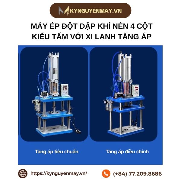 Máy ép đột dập khí nén 4 cột kiểu tấm với xi lanh tăng áp