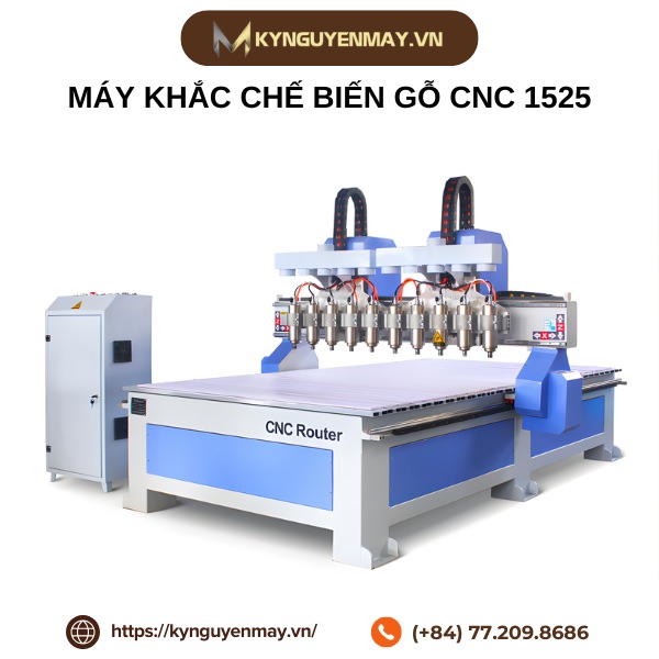 Máy khắc chế biến gỗ CNC 1525 nhiều đầu tuỳ chỉnh