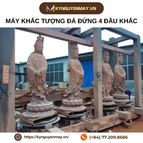 Máy khắc tượng đá đứng 4 đầu khắc