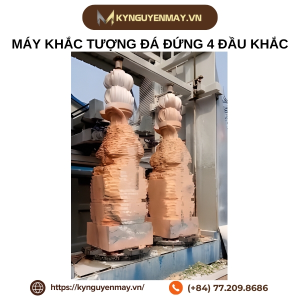 Máy khắc tượng đá đứng 4 đầu khắc