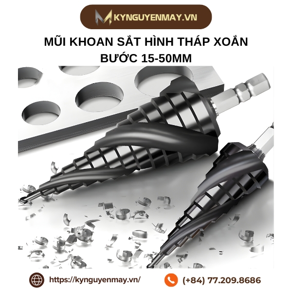 Mũi khoan sắt hình tháp xoắn bước 15-50mm bề mặt phủ tiain siêu bền