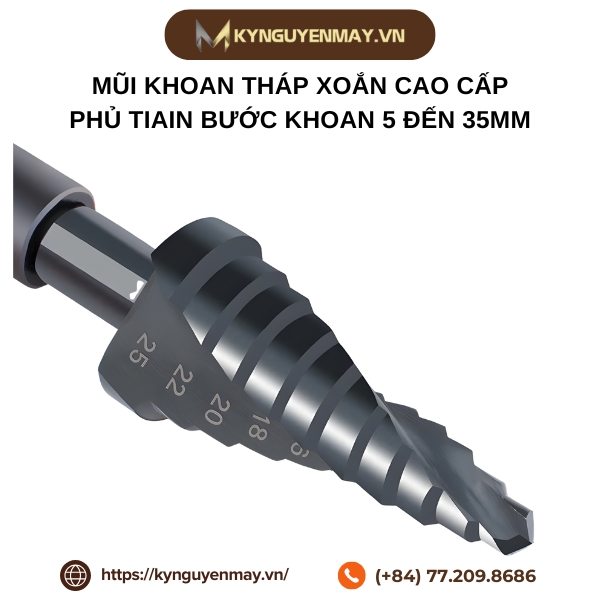 Mũi khoan tháp xoắn cao cấp phủ tiain bước khoan 5 đến 35mm