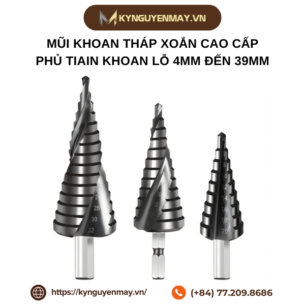 Mũi khoan tháp xoắn cao cấp phủ tiain khoan lỗ 4mm đến 39mm