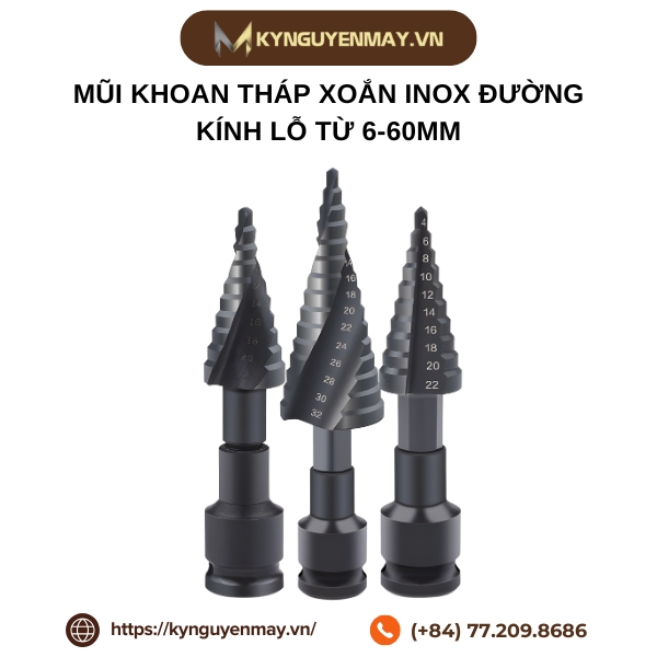 Mũi khoan tháp xoắn inox đường kính lỗ từ 6-60 bề mặt phủ tiain