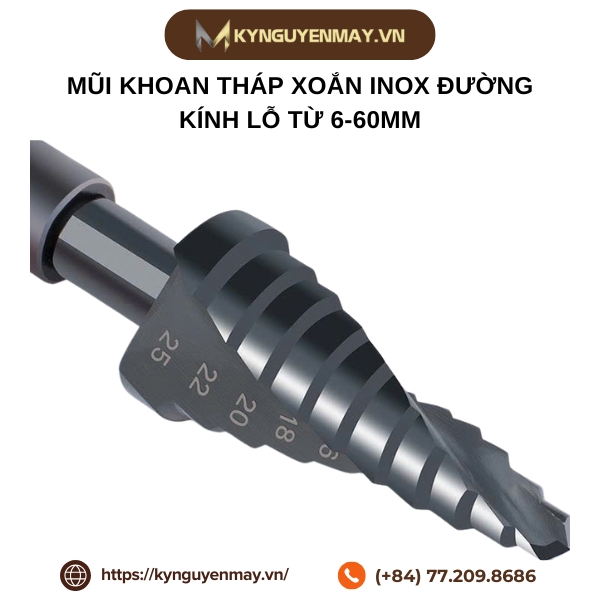 Mũi khoan tháp xoắn inox đường kính lỗ từ 6-60 bề mặt phủ tiain