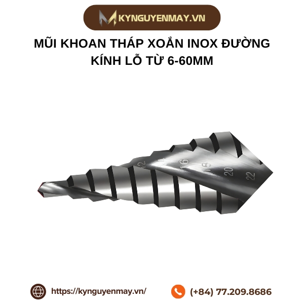 Mũi khoan tháp xoắn inox đường kính lỗ từ 6-60 bề mặt phủ tiain