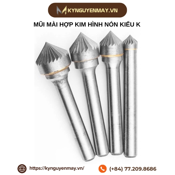 Mũi mài hợp kim hình nón kiểu K
