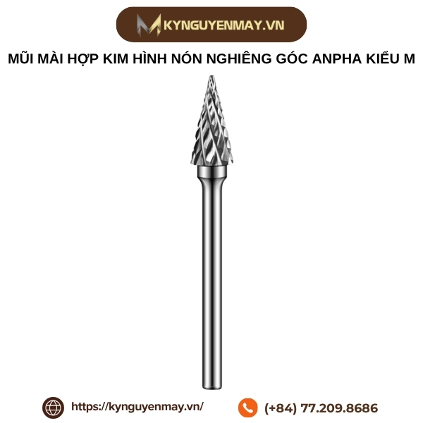 Mũi mài hợp kim hình nón nghiêng góc Anpha kiểu M