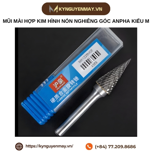 Mũi mài hợp kim hình nón nghiêng góc Anpha kiểu M