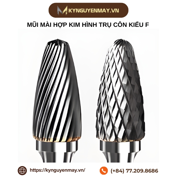 Mũi mài hợp kim hình trụ côn kiểu F