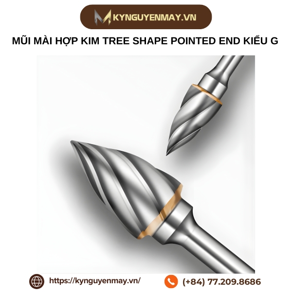 Mũi mài hợp kim tree shape pointed end kiểu G