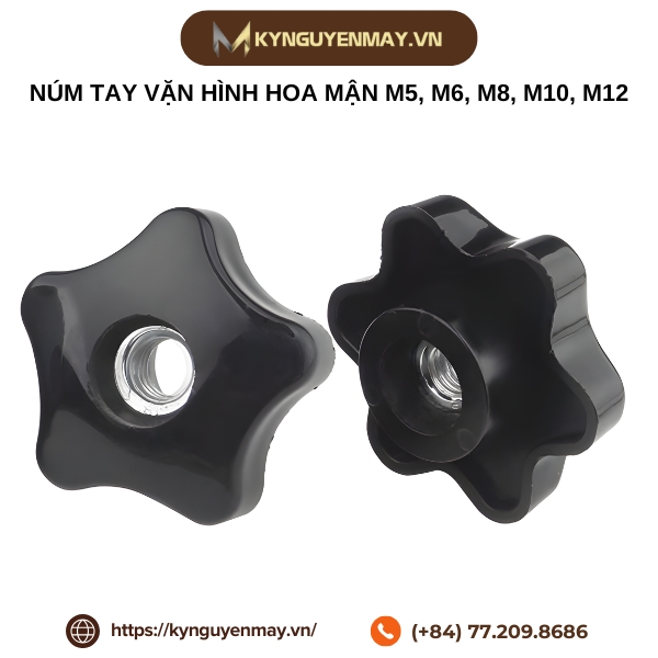 Núm tay vặn nhựa hình hoa mận M5, M6, M8, M10, M12