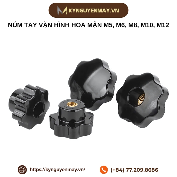 Núm tay vặn nhựa hình hoa mận M5, M6, M8, M10, M12