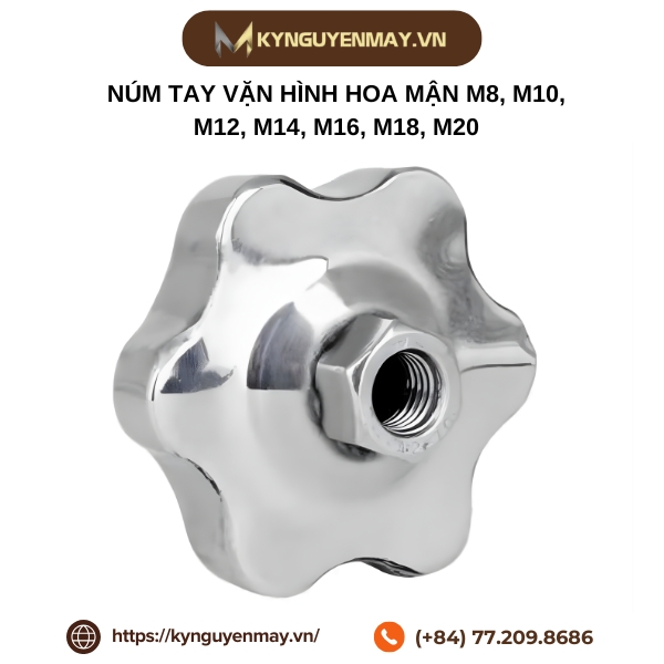 Núm tay vặn hình hoa mận M8, M10, M12, M14, M16, M18, M20 - Núm Inox 304
